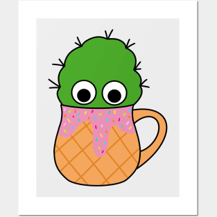 Cute Cactus Design #231: Cute Cactus In Ice Cream Cone Mug Posters and Art